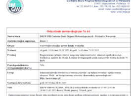Ostrzeżenie meteorologiczne Nr 44