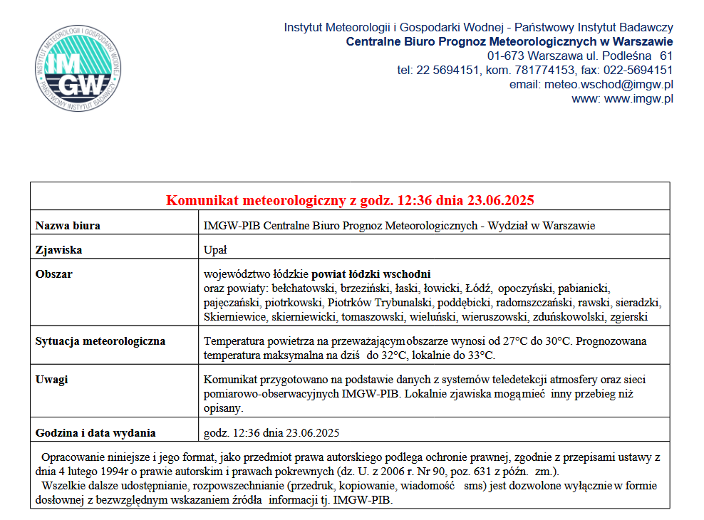 Komunikat meteorologiczny