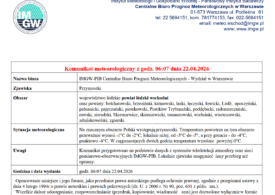 Komunikat meteorologiczny z godz. 06:07 dnia 22.04.2026