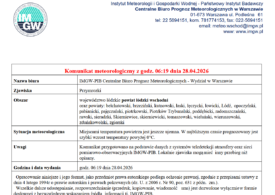 Komunikat meteorologiczny z godz. 06:19 dnia 28.04.2026