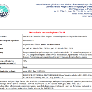 Ostrzeżenie meteorologiczne Nr 48