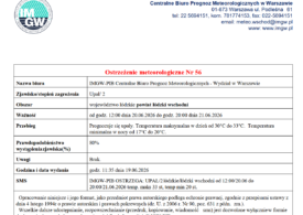 Ostrzeżenie meteorologiczne Nr 56