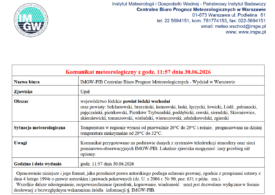 Komunikat meteorologiczny z godz. 11:57 dnia 30.06.2026