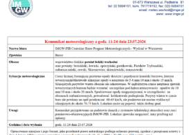 Komunikat meteorologiczny z godz. 11:24 dnia 23.07.2026