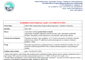 Komunikat meteorologiczny z godz. 14:44 dnia 09.10.2026
